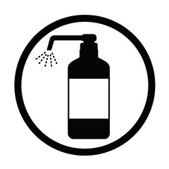 黒の消毒液ボトルから出るスプレー【アイコン】