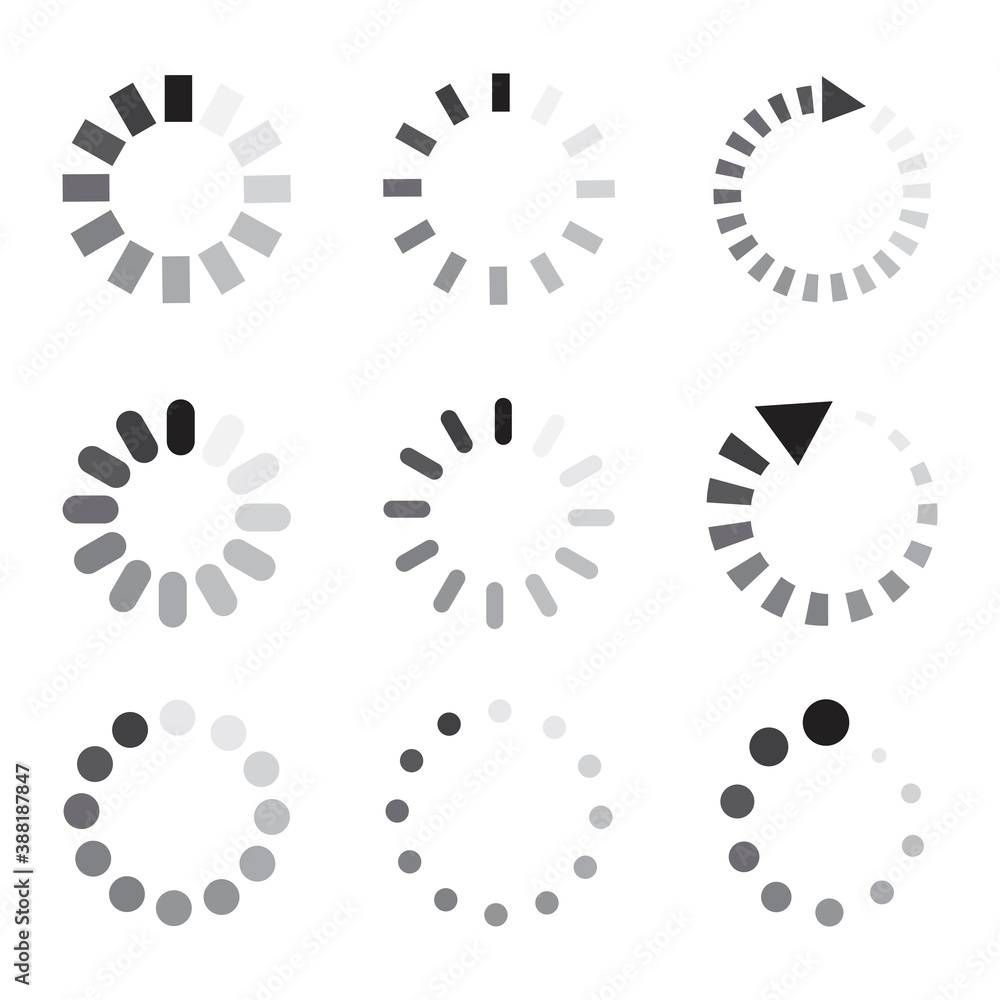 Aufkleber loading icons. set of progress bar indicators. waiting symbol. stock image. eps 10.