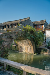 The sunrise view of the architectures and rivers in Zhouzhuang, a ancient Chinese village in Jiangsu, China.