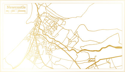 Newcastle England City Map in Retro Style in Golden Color. Outline Map.