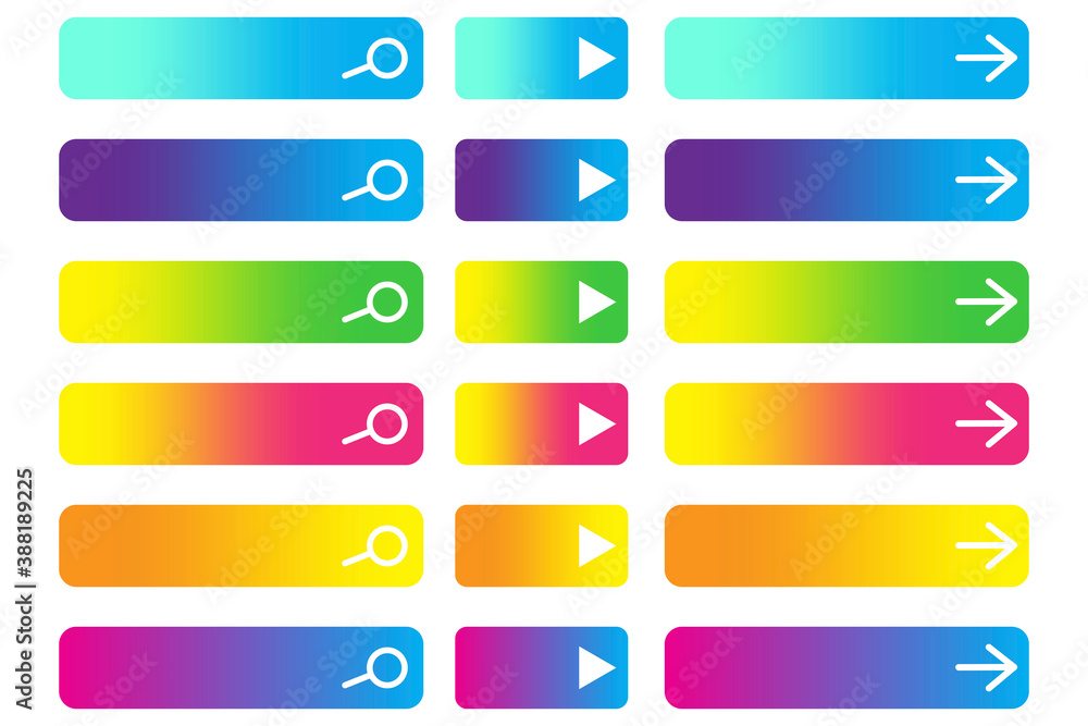 Poster set of vector rectangular buttons. navigation icons. blank button templates for website. stock image