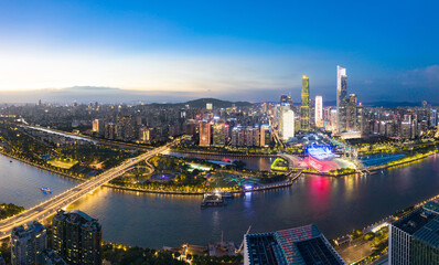 Fototapeta na wymiar Night view of Guangzhou City, China