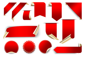 Vector illustration of red blank stickers. Blank labels for sale. Discount icons. Stock image. EPS10