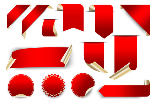 Vector illustration of red blank stickers. Blank labels for sale. Discount icons. Stock image. EPS10