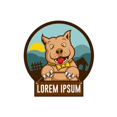 Logo Pitbull Cute Dog Cartoon Pet Shop