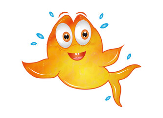 lustiger Comic Goldfisch mit großen Augen
