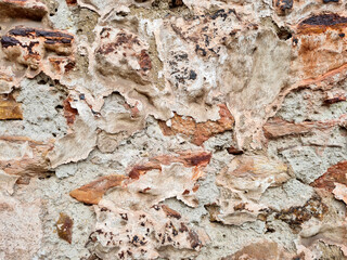 Texture of old stones wall of abandoned building abstract background.
