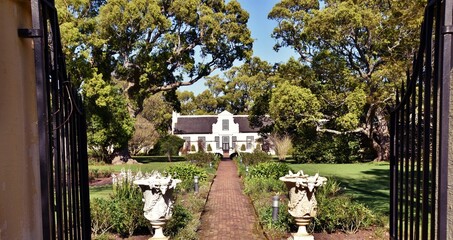 Close up a Cape Dutch House in a park