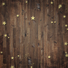 confetti on wooden background
