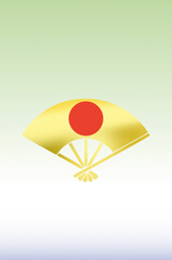 日の丸の扇と浪