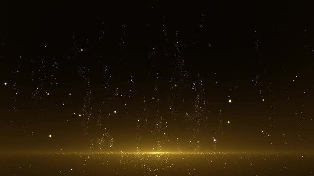 Golden particles freely rising and floating, stage decoration background