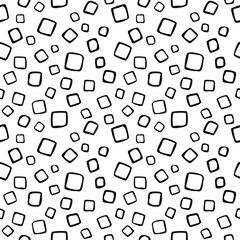 Seamless pattern. Black shapeless squares. White background. Vector design.	