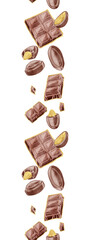 チョコレートお菓子の連続ラインパターンフレーム