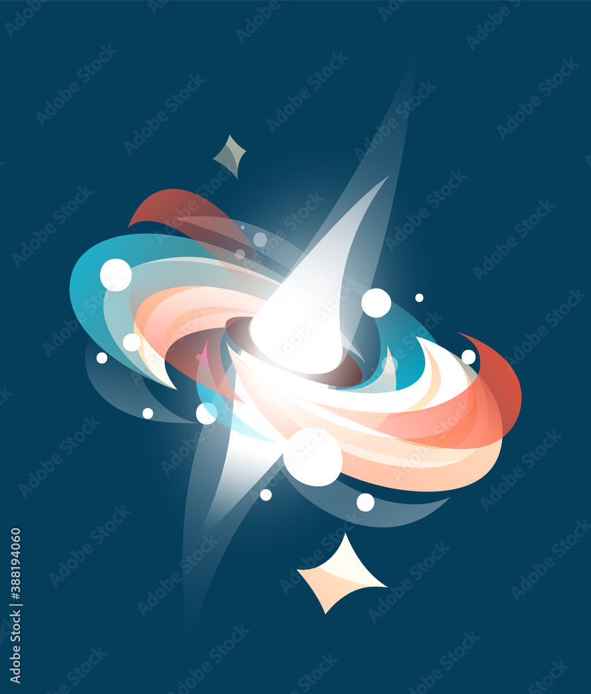 Aufkleber space game element. cartoon luminous shine space object rotates around itself on outer space backgro