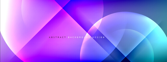 Vector abstract background - circle and cross on fluid gradient with shadows and light effects. Techno or business shiny design templates for text