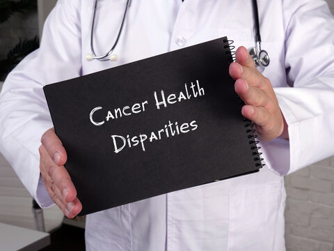 Medical concept about Cancer Health Disparities with phrase on the page.