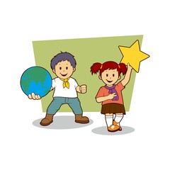 Mascot Education Boy and Girl