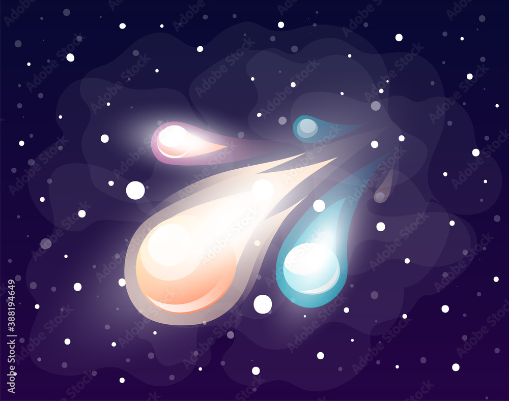 Aufkleber space meteorite or comet in space. concept of space icon for computer game. space elements. galaxy t