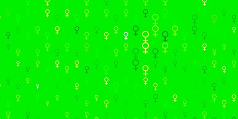Light Green, Yellow vector background with woman symbols.
