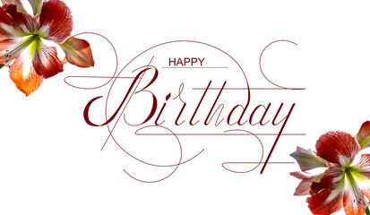 postcard , Internet banner , flat lay with a birthday greeting, with the inscription - happy birthday