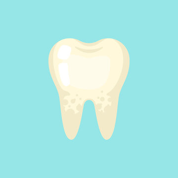 Dirty spoted tooth, cute colorful vector icon illustration. Cartoon flat isolated image