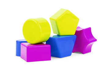 children's toys on a colored background. A place to insert text, minimalism. Baby background.