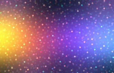 Bokeh sparkling on colorful fantasy background. Blue pink lilac yellow gradient. New year glitter decorative illustration.