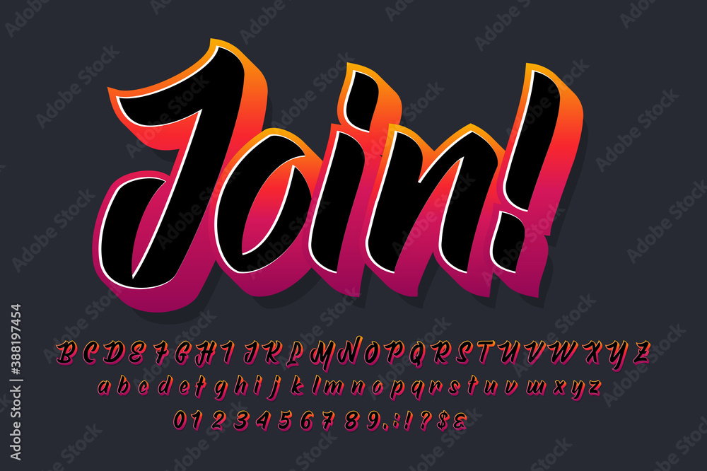 Poster cool black script font with colour extrude