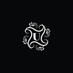Initial Letter U Flourish circle monogram logo.