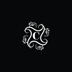 Initial Letter C Flourish circle monogram logo.