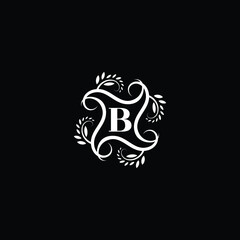 Initial Letter B Flourish circle monogram logo.