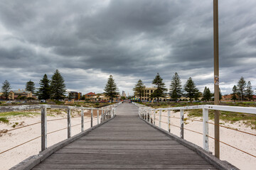 Obraz premium Standing on the largs bay jetty looking towards the township in adelaide south australia on october 26th 2020