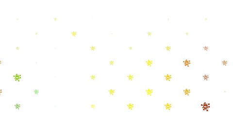 Light green, yellow vector background with covid-19 symbols.