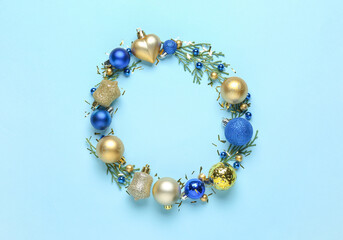 Beautiful Christmas composition on color background