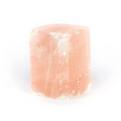 Block or brick of himalayan salt isolated on white background.