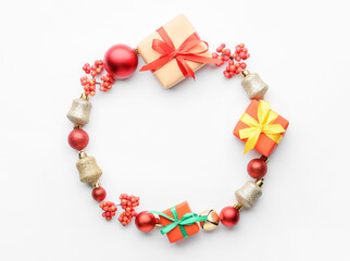 Beautiful Christmas composition on white background