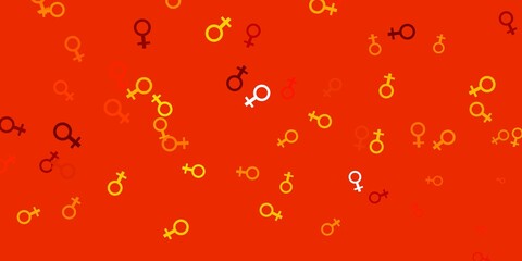 Light Yellow vector template with businesswoman signs.