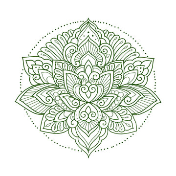 Ancient round ornament. Vector isolated black meander pattern on the white background.