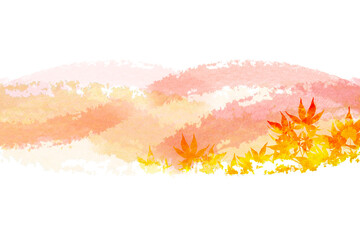 秋の紅葉をイメージした水彩タッチのアブストラクト　
