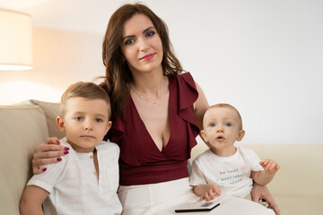 Mom with children in the room