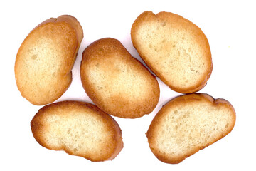 Toasted baguette slice isolated on white background