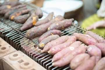 Grilled Sweet potato northern thailand street food.