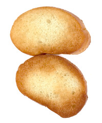 Toasted baguette slice isolated on white background