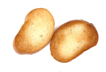 Toasted baguette slice isolated on white background