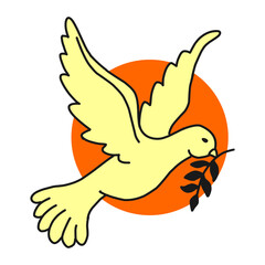 Dove of peace simple icon. Flying dove of peace icon art. Peace concept icon.