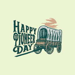 Fototapeta na wymiar Vector illustration of Happy Pioneers Day, hand drawn line style with digital color
