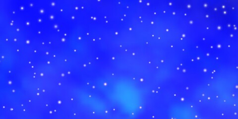 Dark BLUE vector background with small and big stars.