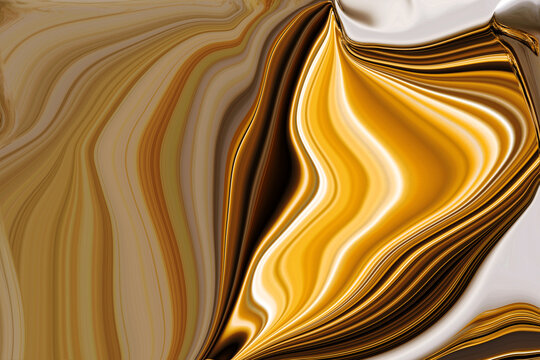 Fondo abstracto en tonos cálidos y dorados con formas ondulas. Arte abstracto inspirado en la calidez y suavidad de la música del arpa.