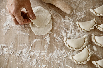 hands kneading dough, baker, the Baker's hands, dough, hands in the flour, dumplings, handmade dumplings, ravioli