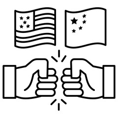 USA China Clash Sign, Political and economic confrontation between China and the United States Concept vector Icon Design, Presidential elections in United States Symbol on White background 